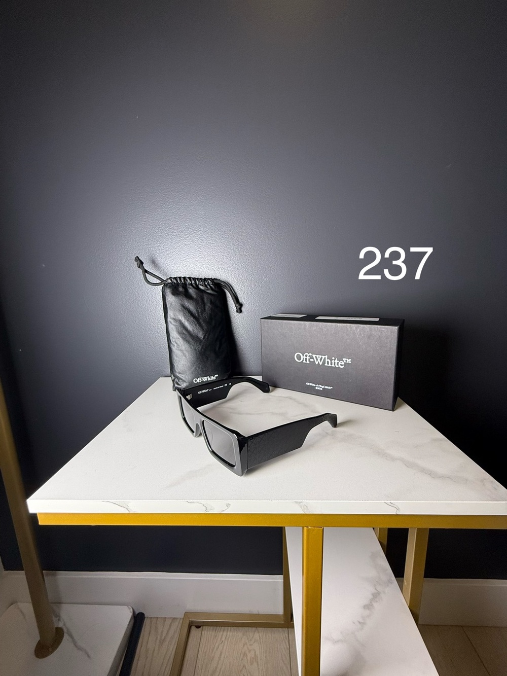 Off-White Black Sunglasses with Branded Case and Box